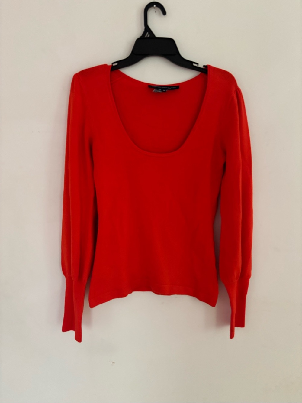 French Connection Orange Puff Sleeve Knit Sweater Medium